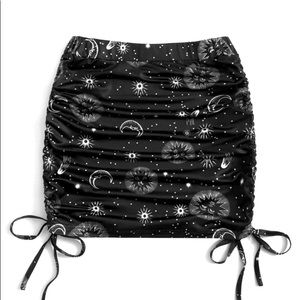 Sun&Moon graphic drawstring Bodycon skirt